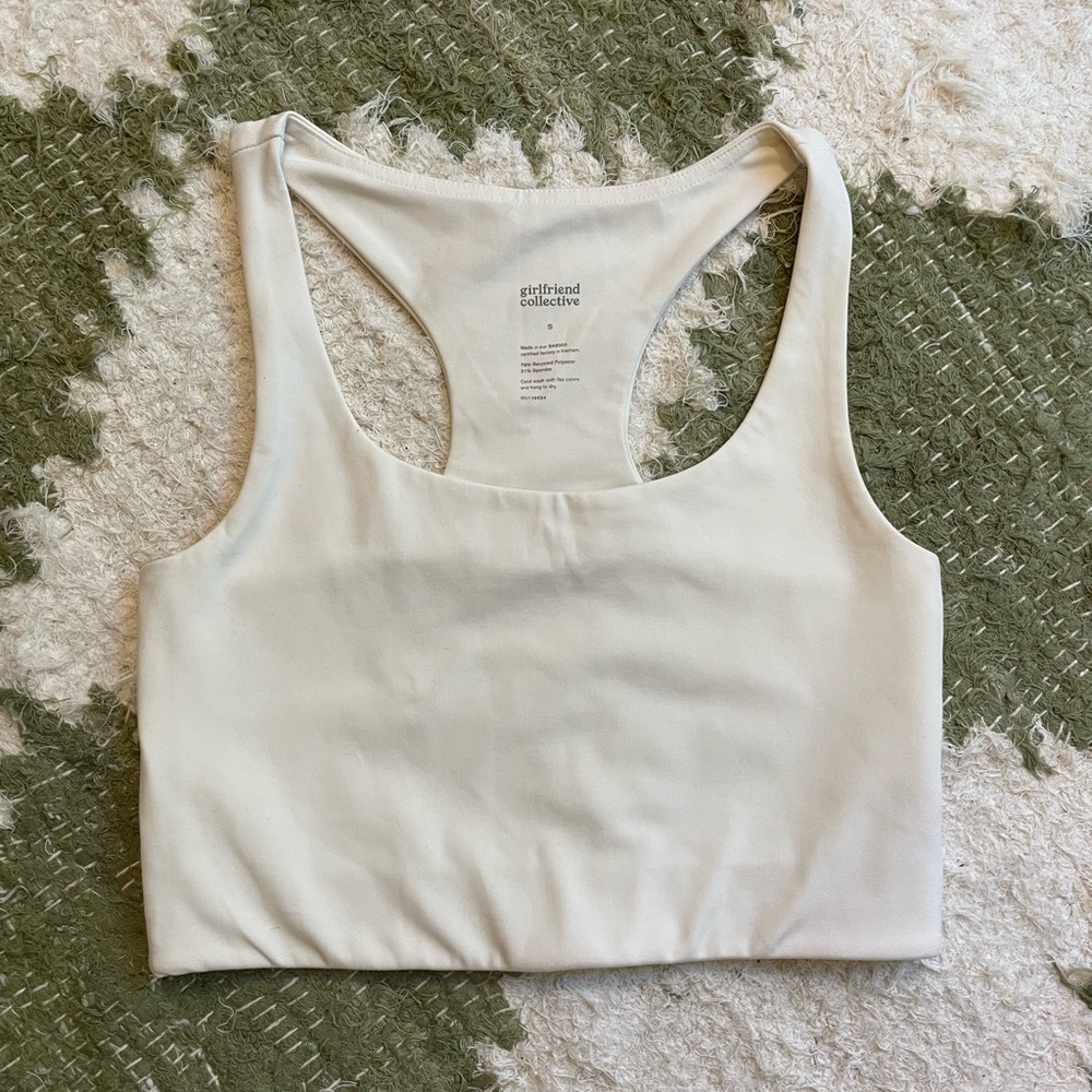 Girlfriend Collective Paloma Racerback Bra Top — Ivory, Size S